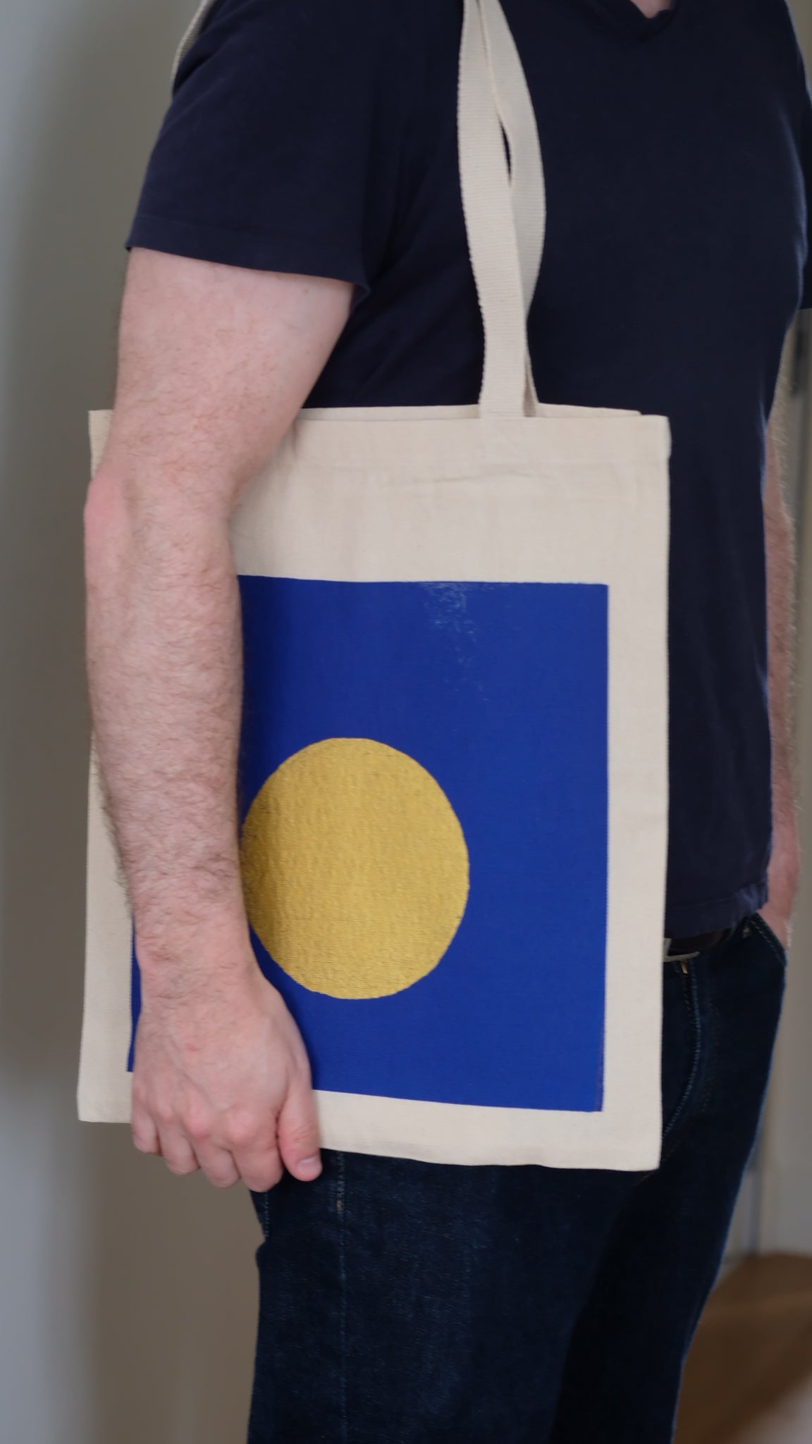 Totebag sérigraphié rond or bas