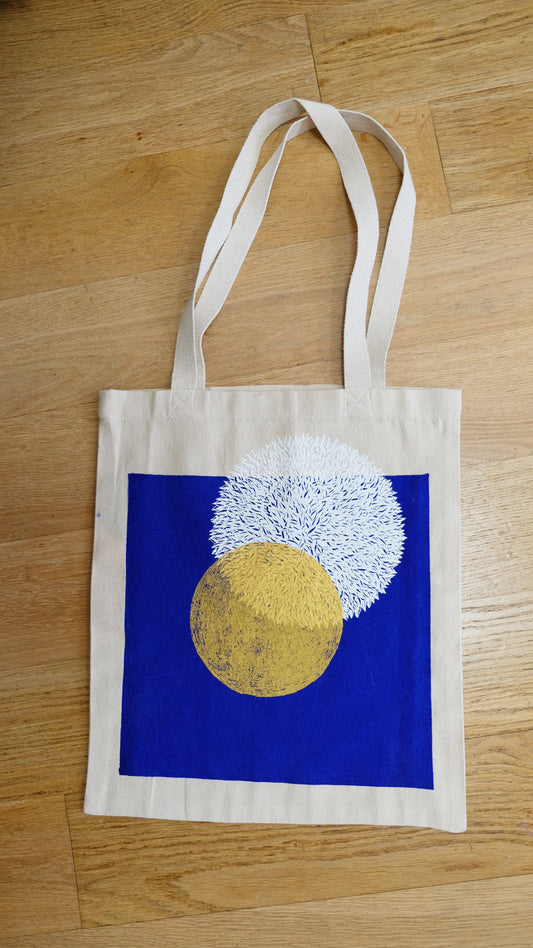 Totebag sérigraphié fleur blanche