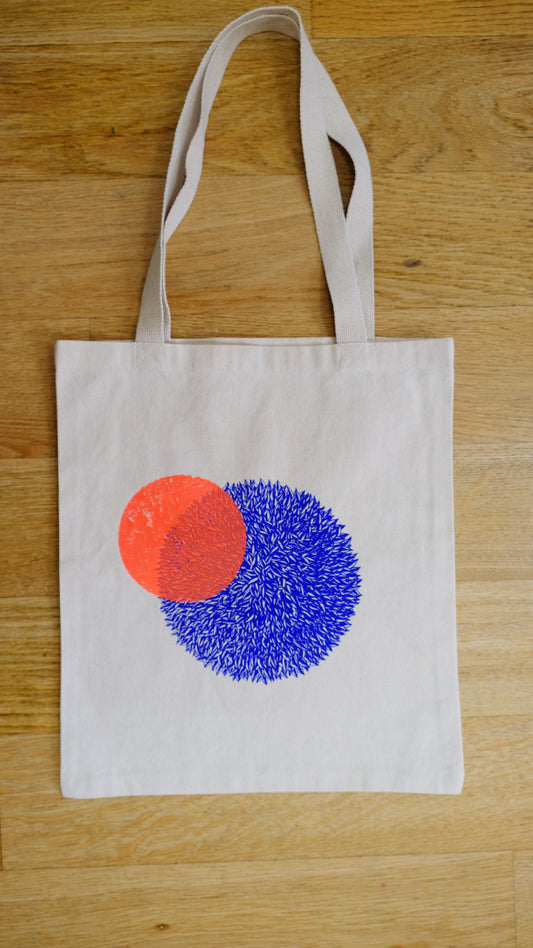 Totebag sérigraphié fleur bleue