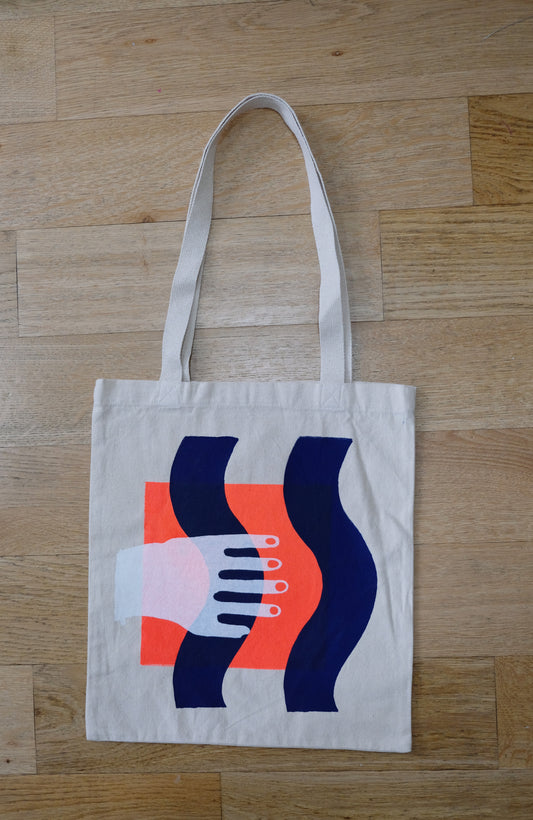 Totebag sérigraphié main blanche