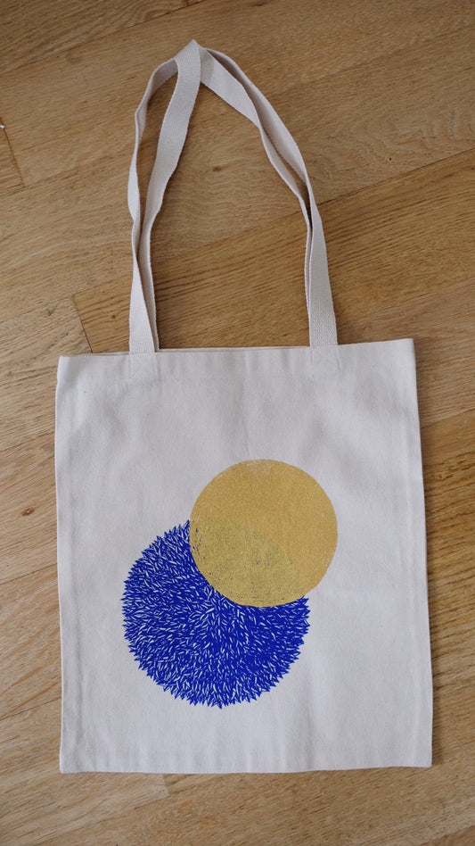 Totebag sérigraphié fleur bleue