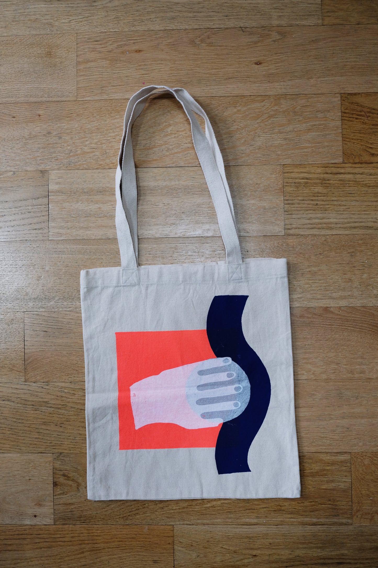 Totebag sérigraphié vague et rond argenté